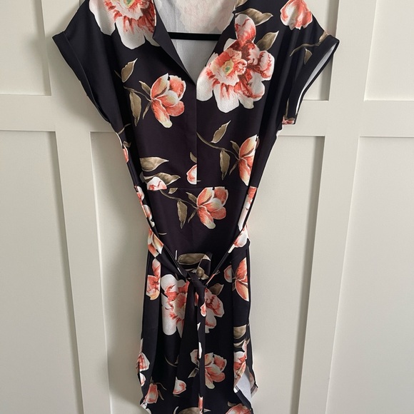 Dusk Soiree Shirt Dress in Pink with Navy Floral